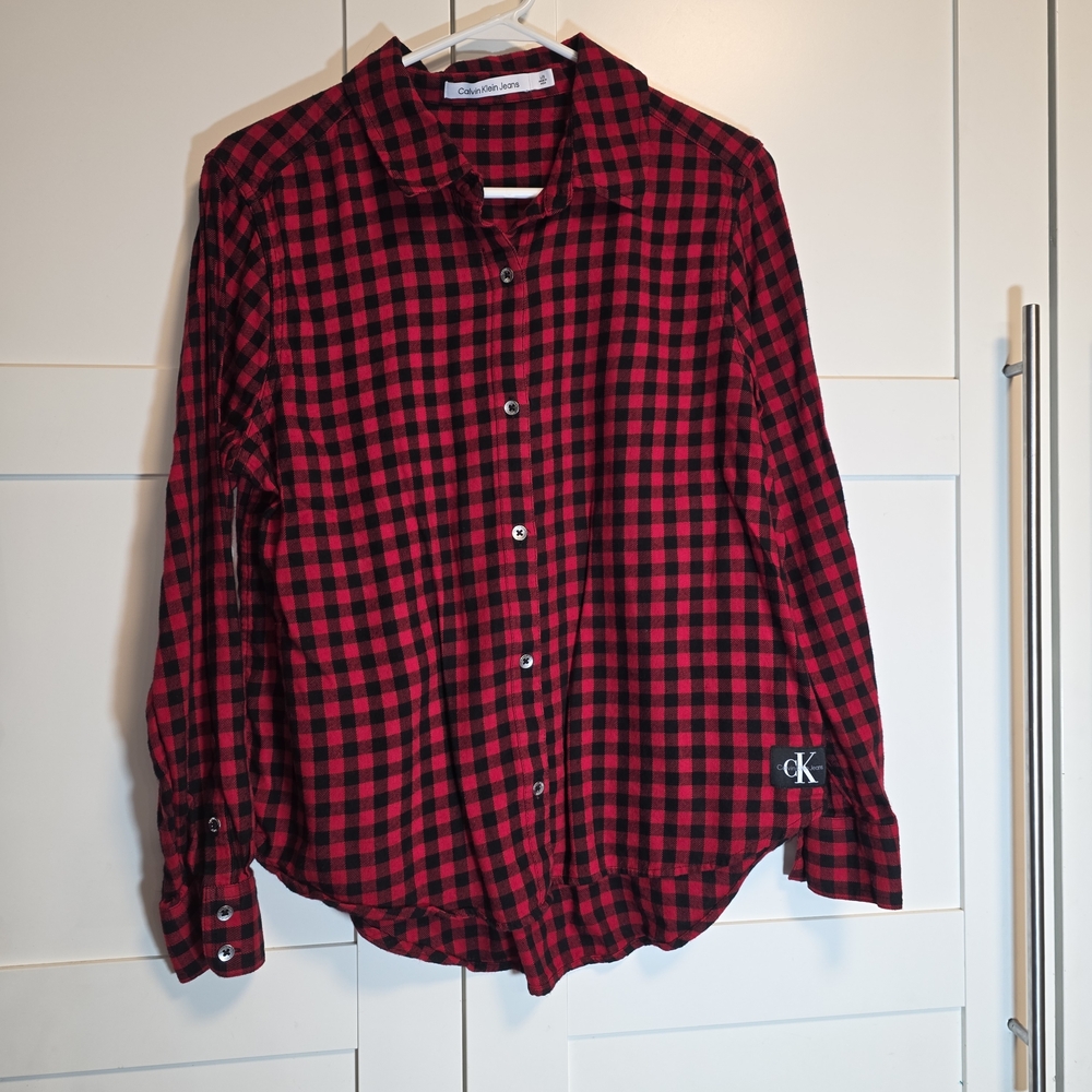 Calvin Klein Red and Black Checkered Shirt